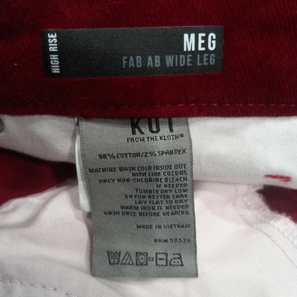 Kut From The Kloth Velvet High Rise Meg Fab Ab Wide Red Pants - Picture 14 of 16